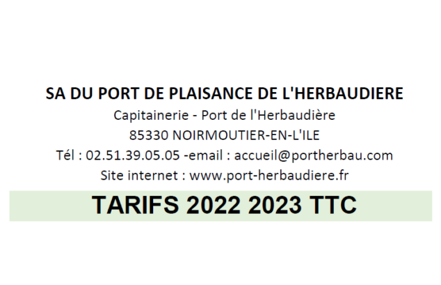 Tarifs 2022 – 2023